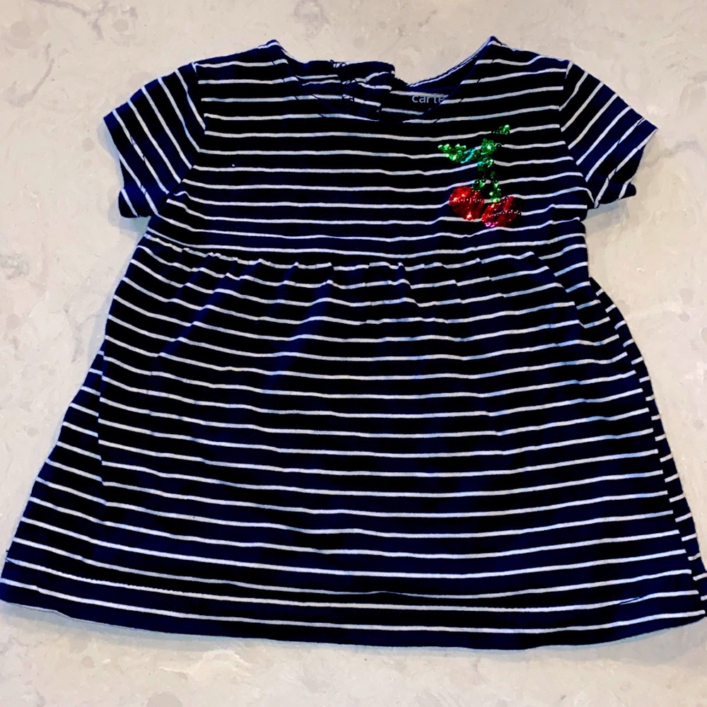Carter’s Cherry 🍒 Blue Striped Top